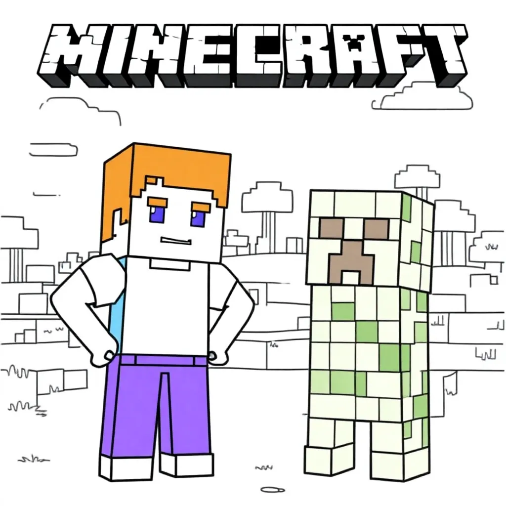 Mnecraft coloring page for children