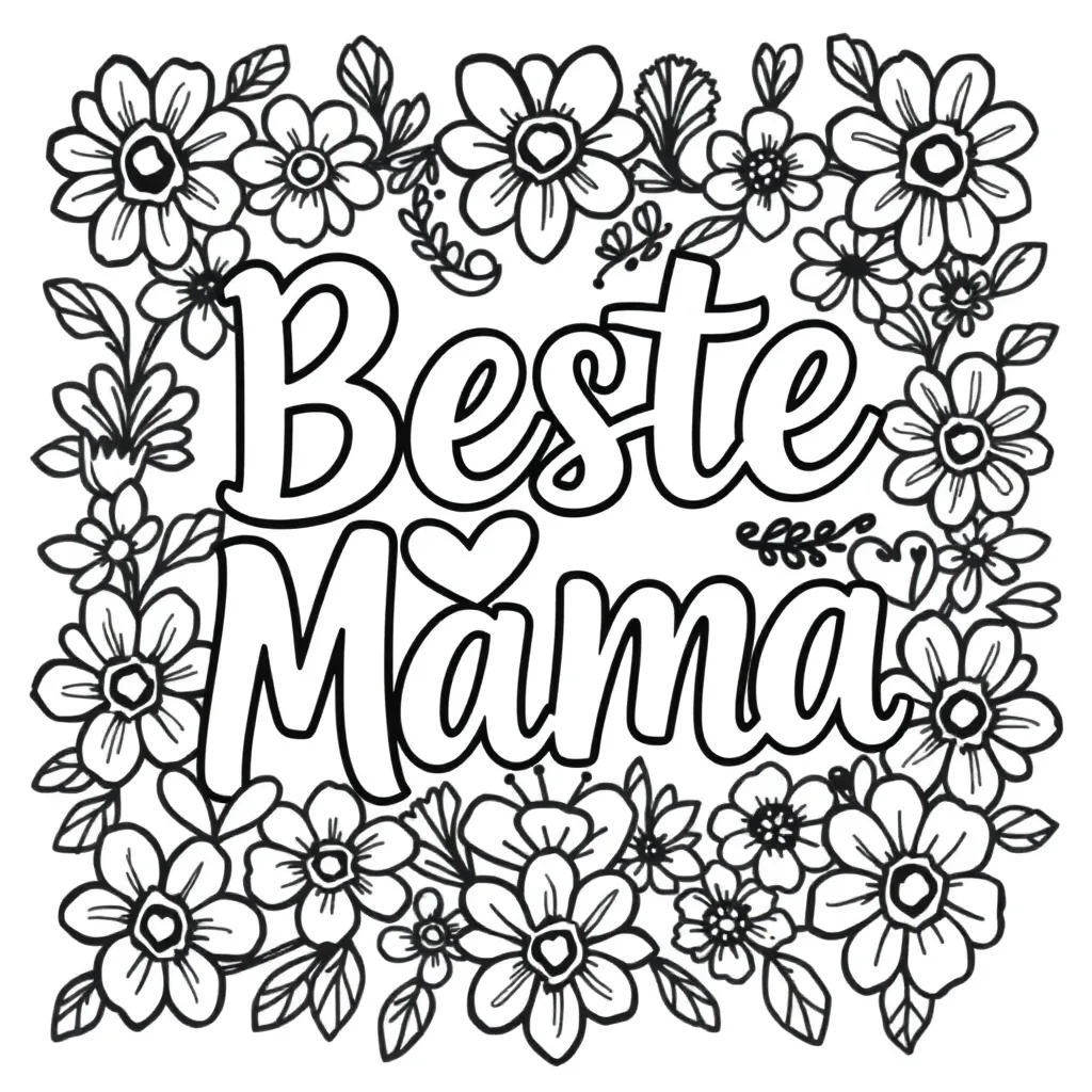 Moederdag Gezin Liefde Creatief Cadeau coloring page for children