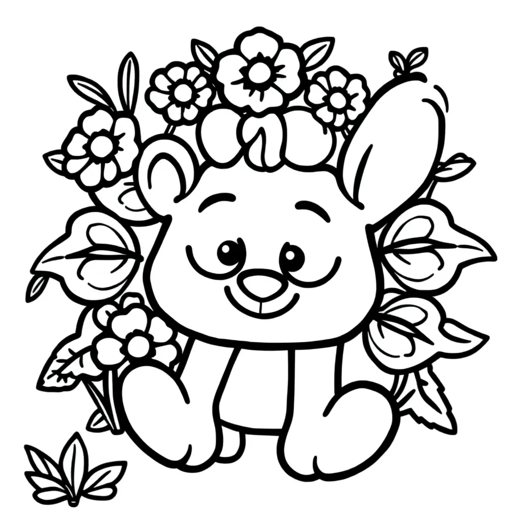 Moederdag Liefde Hart Cadeau Bloemen coloring page for children