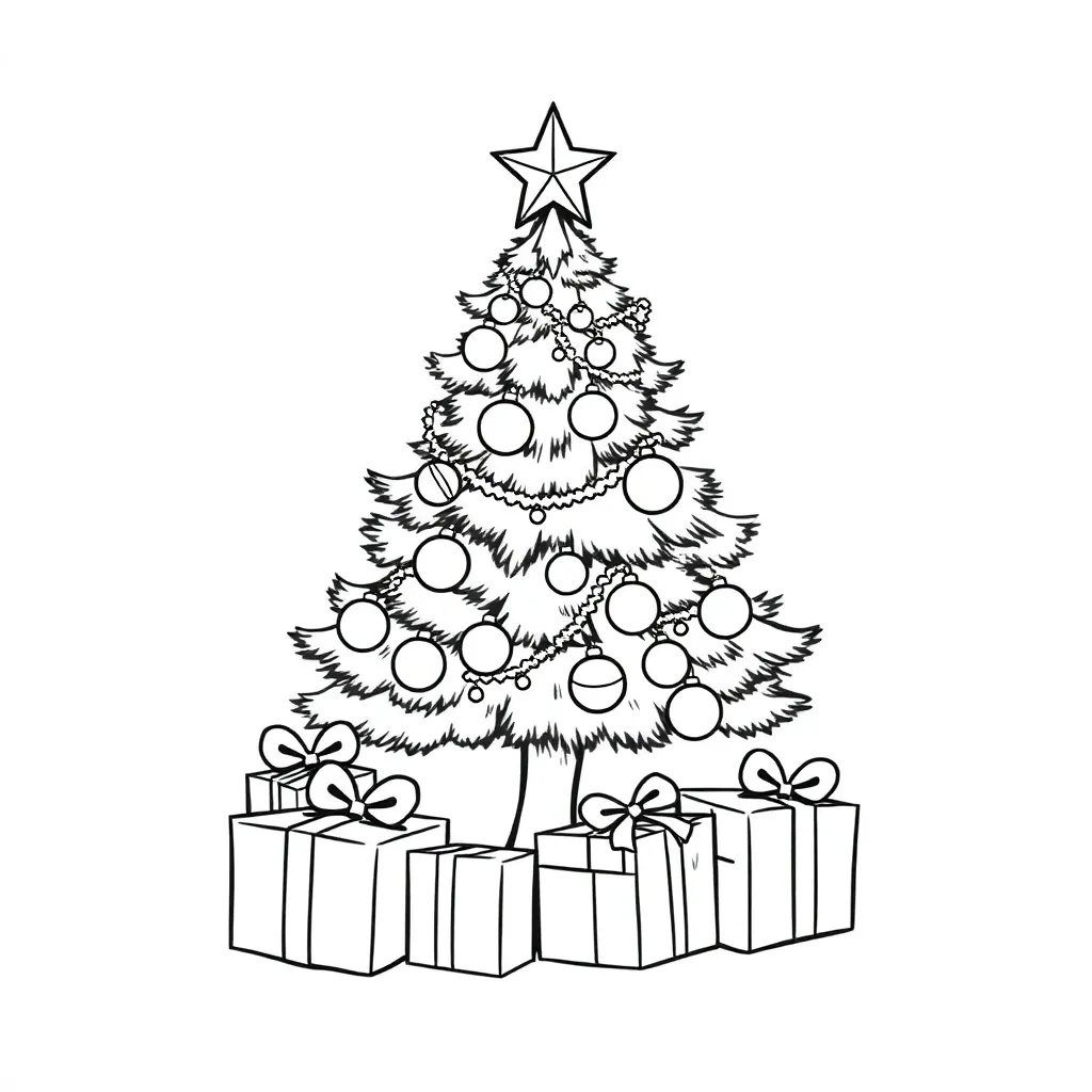 Mooi Versierde Kerstboom coloring page for children