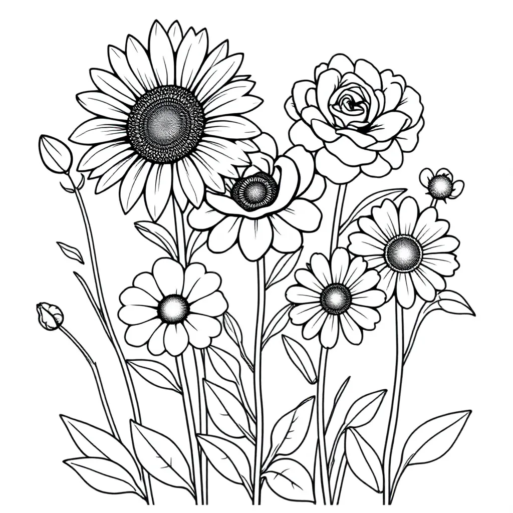 mooie bloemen kleurplaat voor kinderen