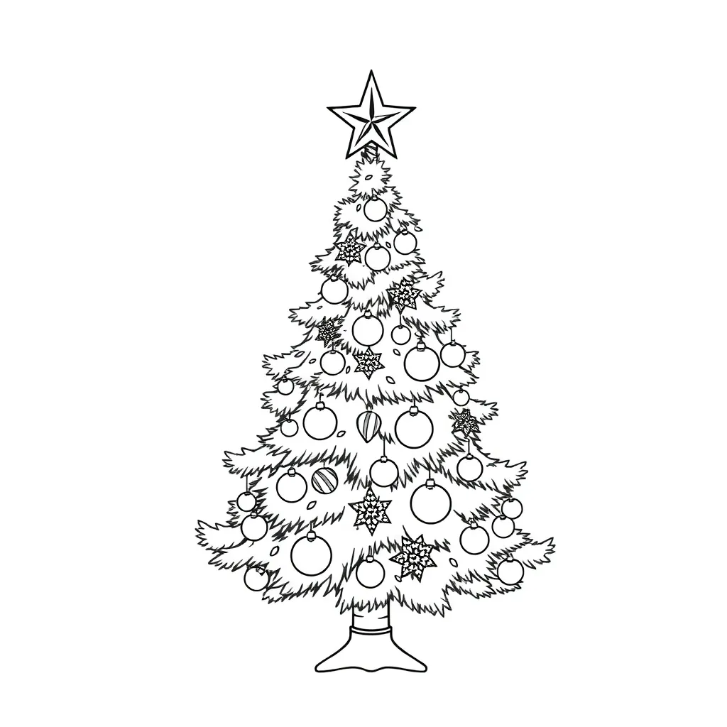 Mooie Versierde Kerstboom Feestdagen Kerst Seizoenen coloring page for children