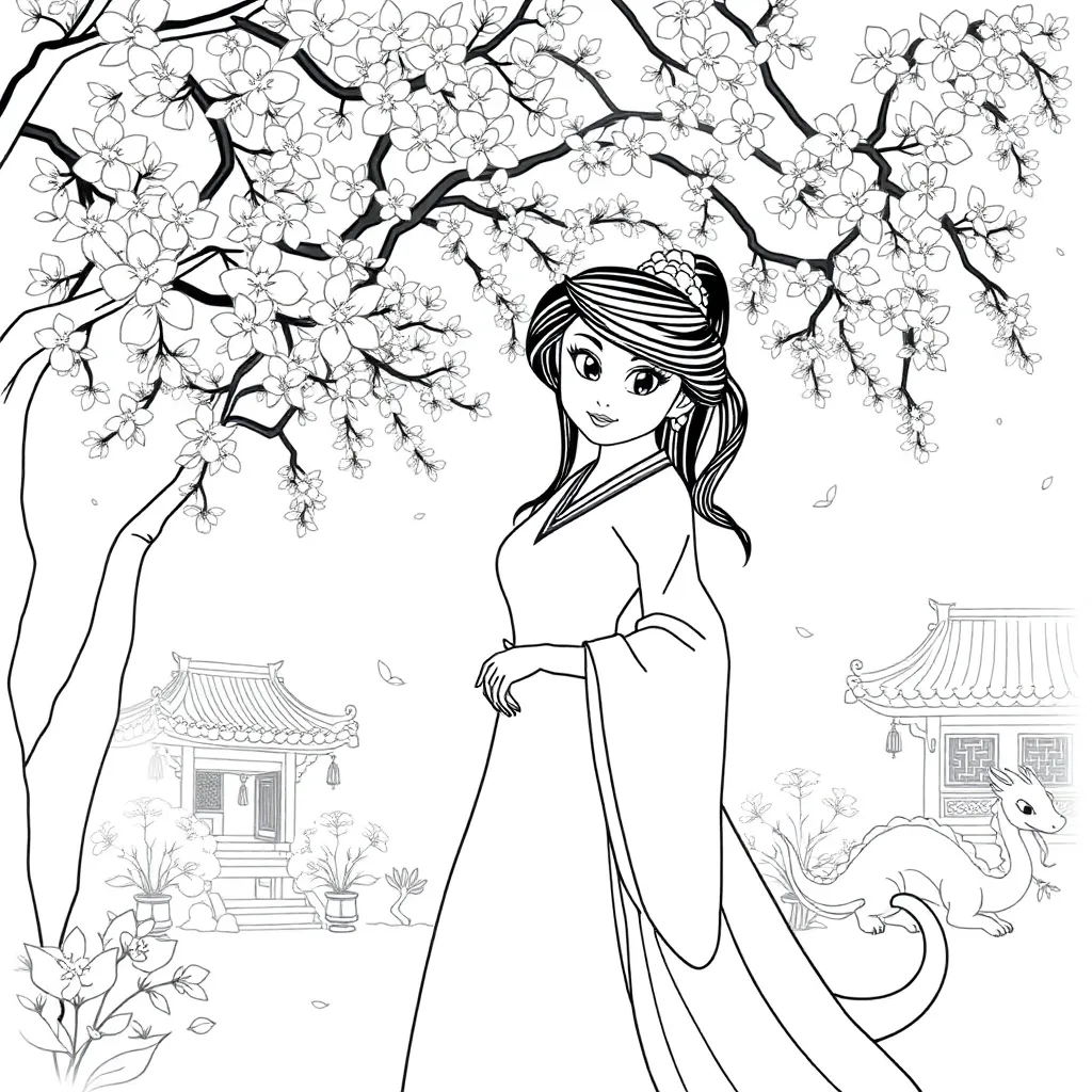 Mulan Disney Prinses Animatie Avontuur coloring page for children