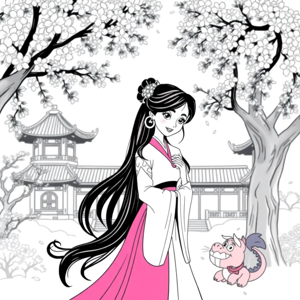 Mulan Disney Prinses Animatiefilm Krijgskunst coloring page for children