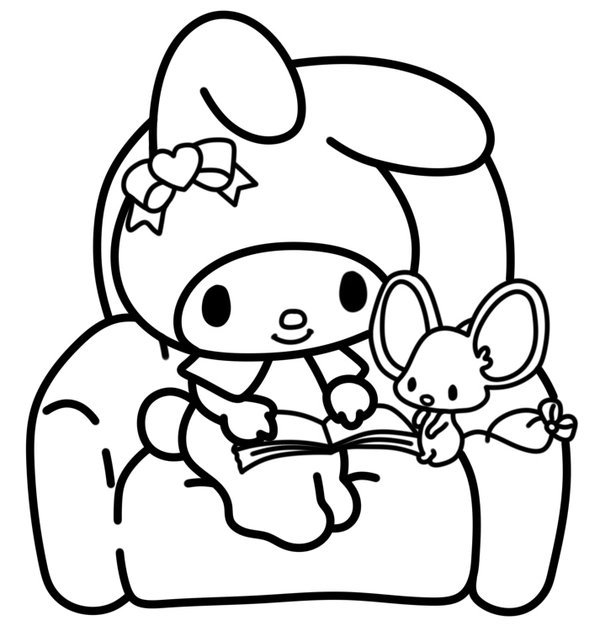 My Melody Chair Mouse coloring page for children