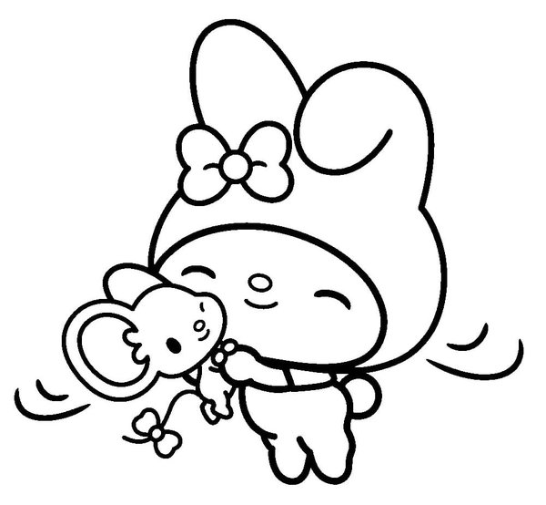 My Melody Cuddling coloring page for children
