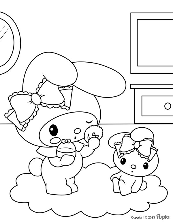 My Melody Suena En Su Habitacion coloring page for children