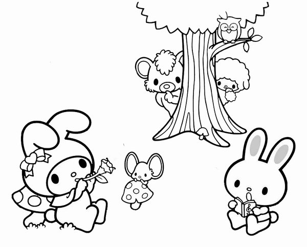 My Melody Tocando En El Arbol coloring page for children