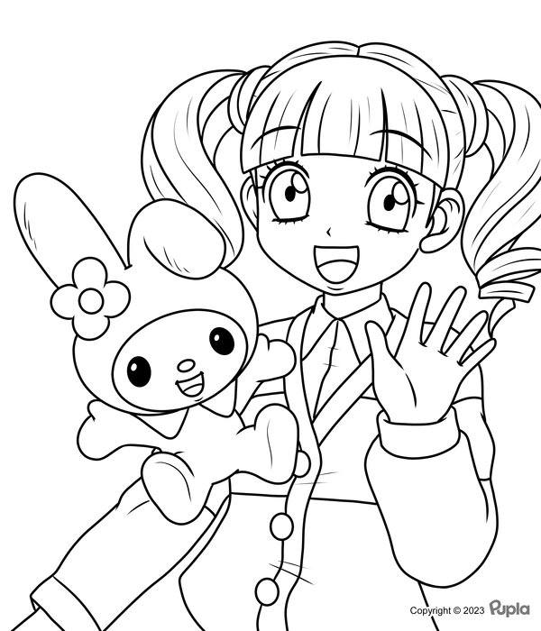 My Melody Together With A Girl coloring page for children