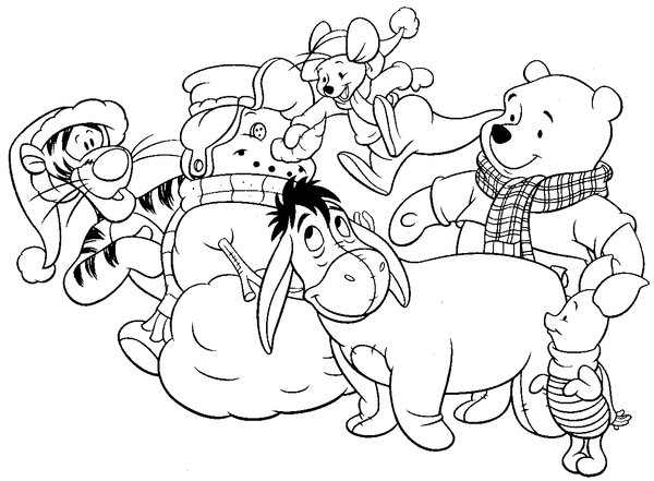 Navidad Winnie the Pooh coloring page for children