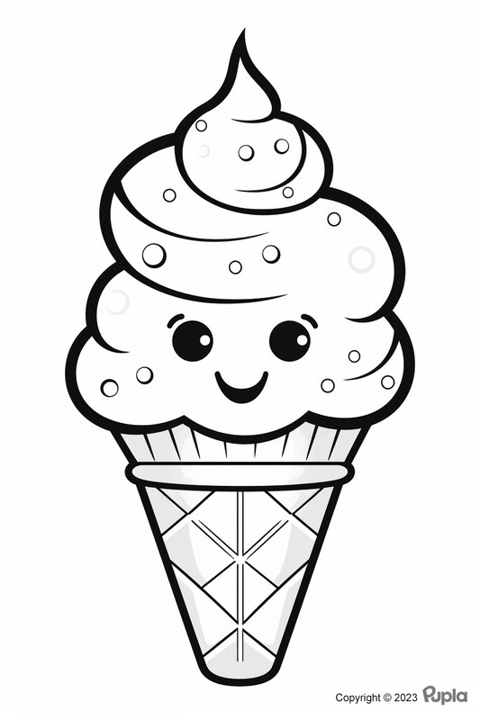 Niedliche Eiscreme mit Augen coloring page for children