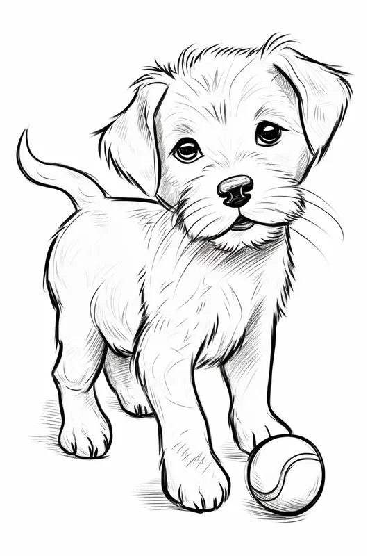 Niedlicher Hund, der apportiert coloring page for children