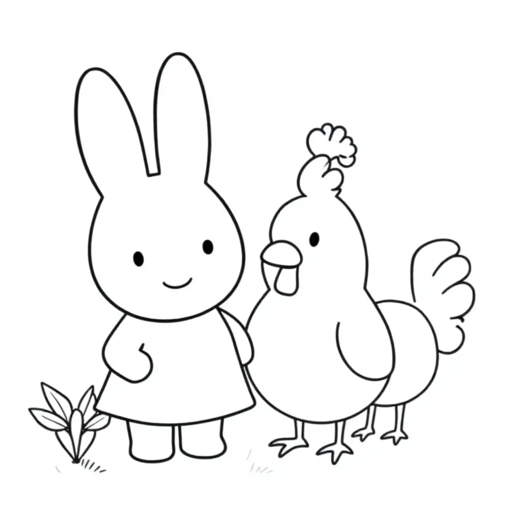 Nijntje Met Boerderijdieren coloring page for children