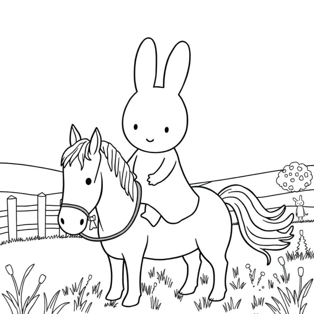 Nijntje Op Een Paard coloring page for children