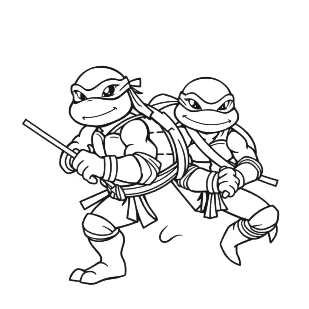 Ninja Turtles Superheld Actie Stripfiguren Avontuur coloring page for children