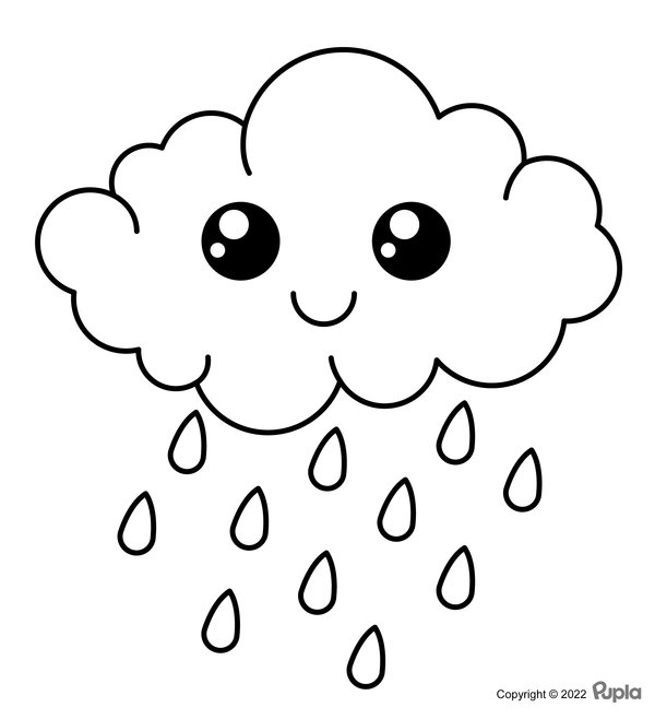 Nuage Kawaii Facile Et Mignon coloring page for children