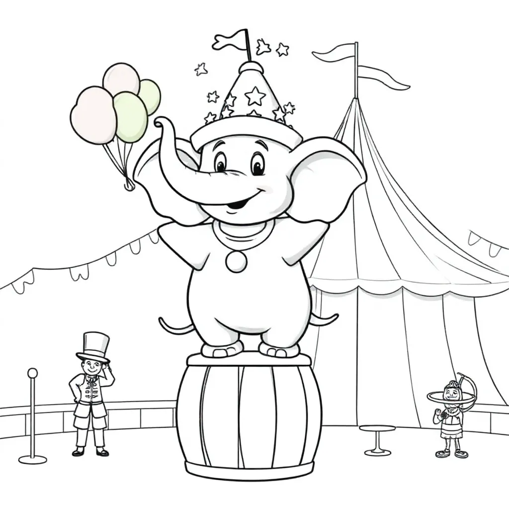 Olifant Die Optreed In Een Circus coloring page for children