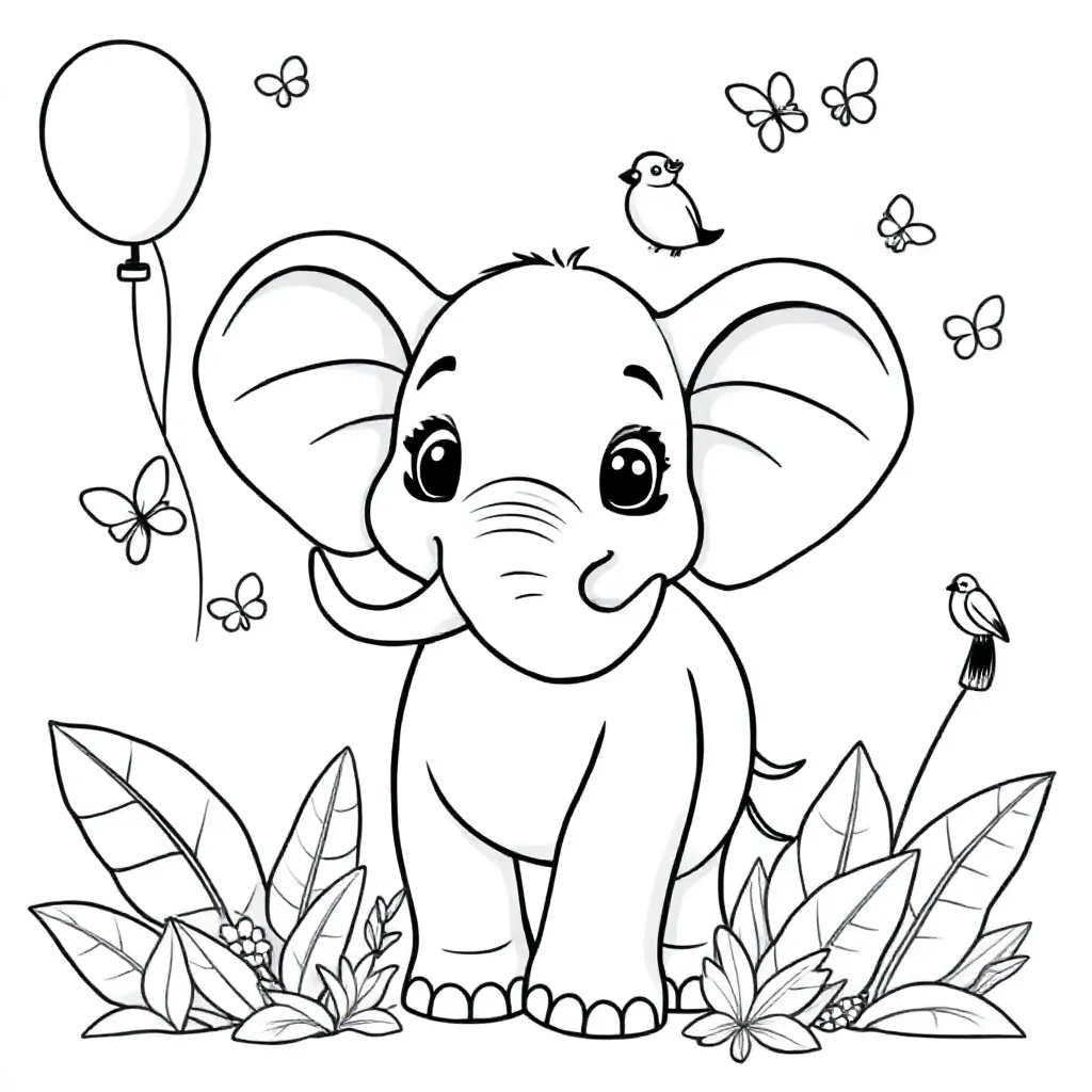 Olifant coloring page for children