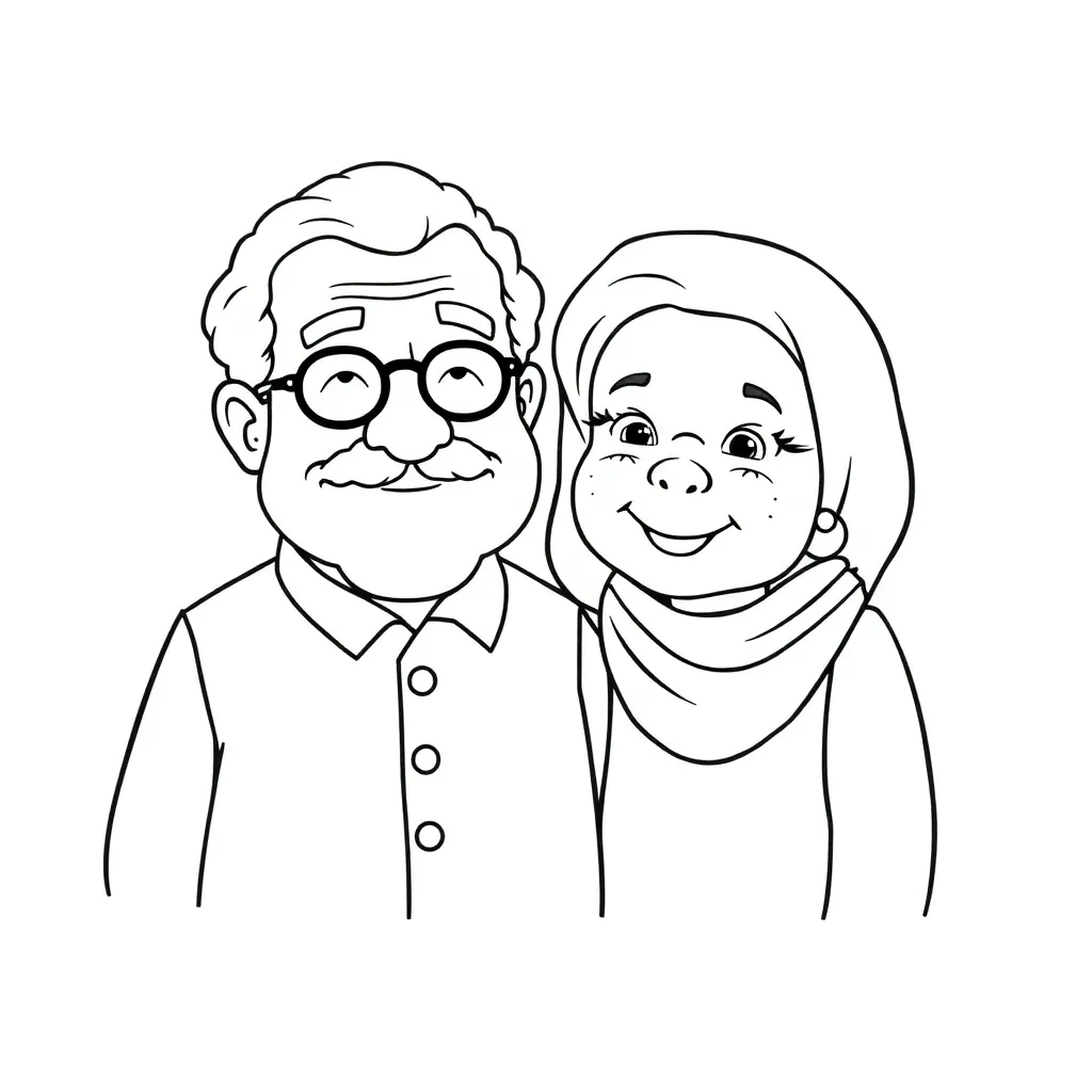Opa Oma Familie Tekenen Creatief coloring page for children