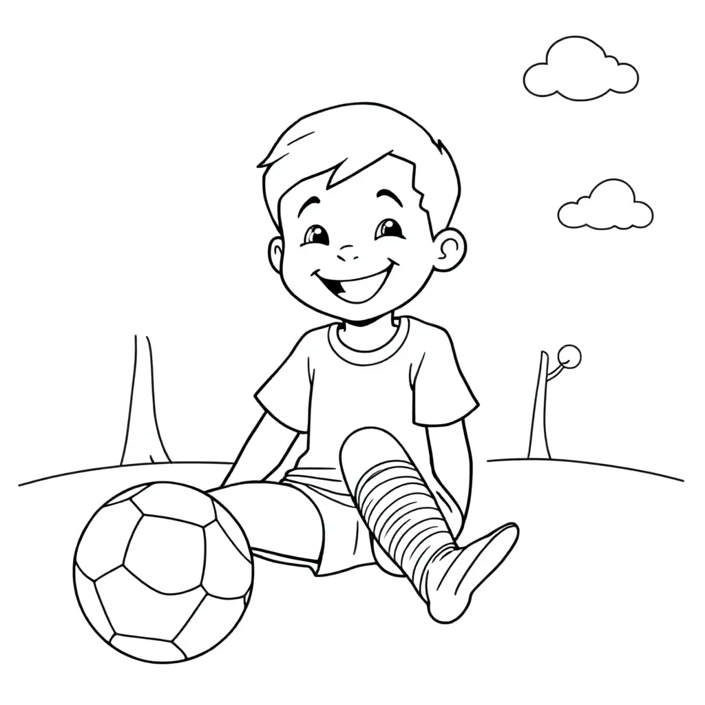 Orthopedie kind, voetbal coloring page for children