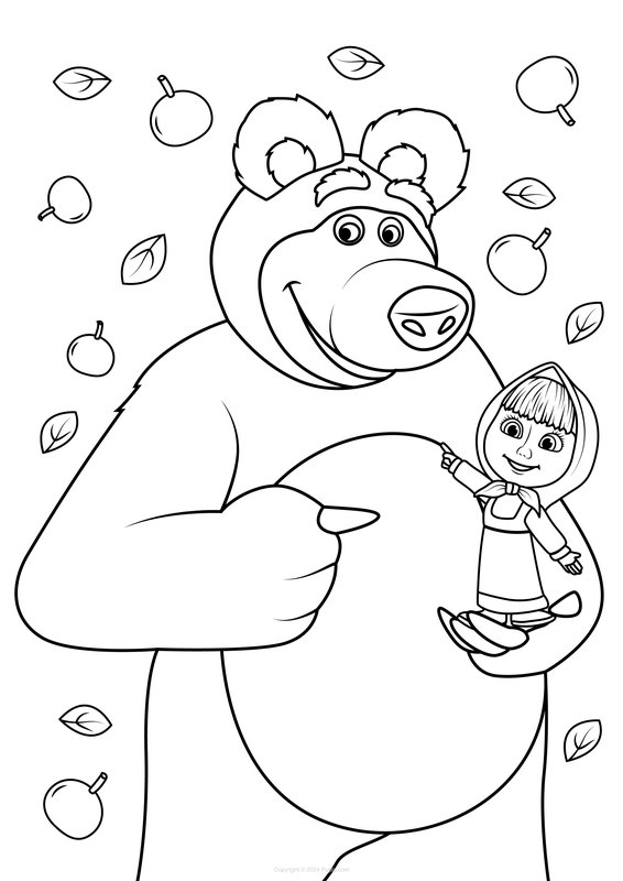 Feuille de coloriage Oso tenant Masha