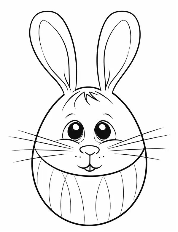 Plantilla para colorear de Conejo de Pascua en forma de huevo