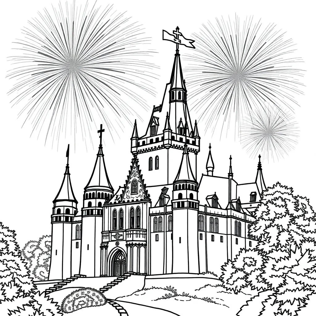 Oud Nieuw Vuurwerk Feest Traditie coloring page for children