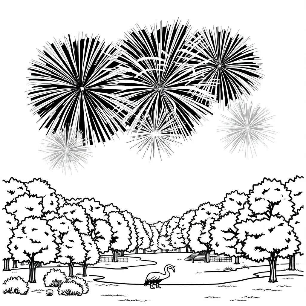 Oud Nieuw Vuurwerk Feest Traditie coloring page for children