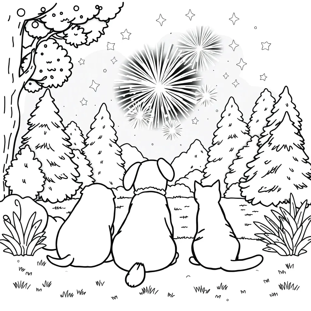 Oud Nieuw Vuurwerk Traditie Feest coloring page for children