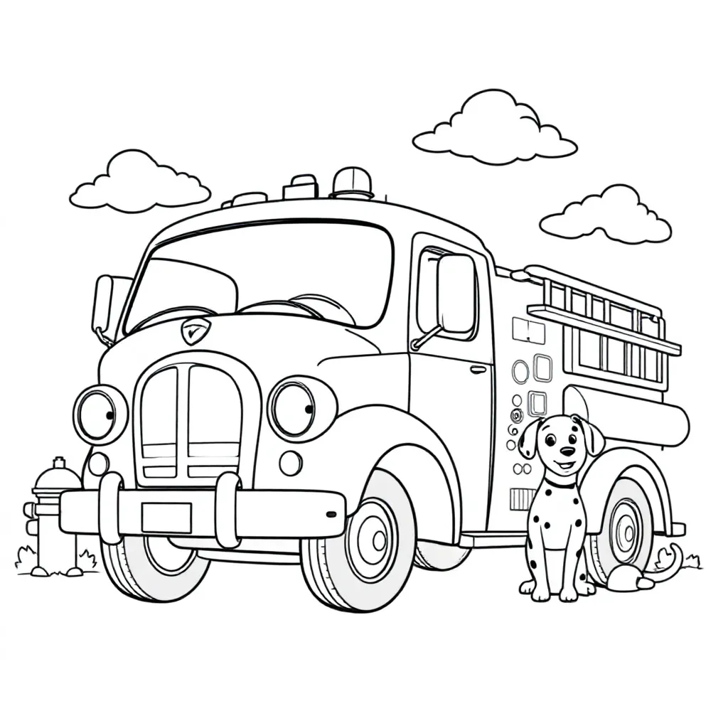 Oude Brandweerauto Schets coloring page for children