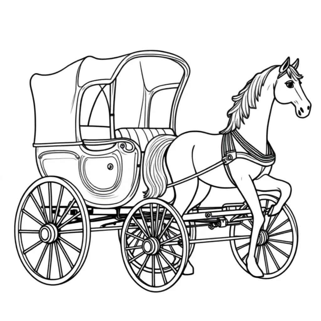 Paard En Wagen coloring page for children