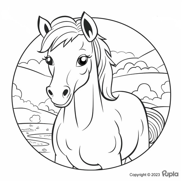 Paard In Een Cirkel coloring page for children