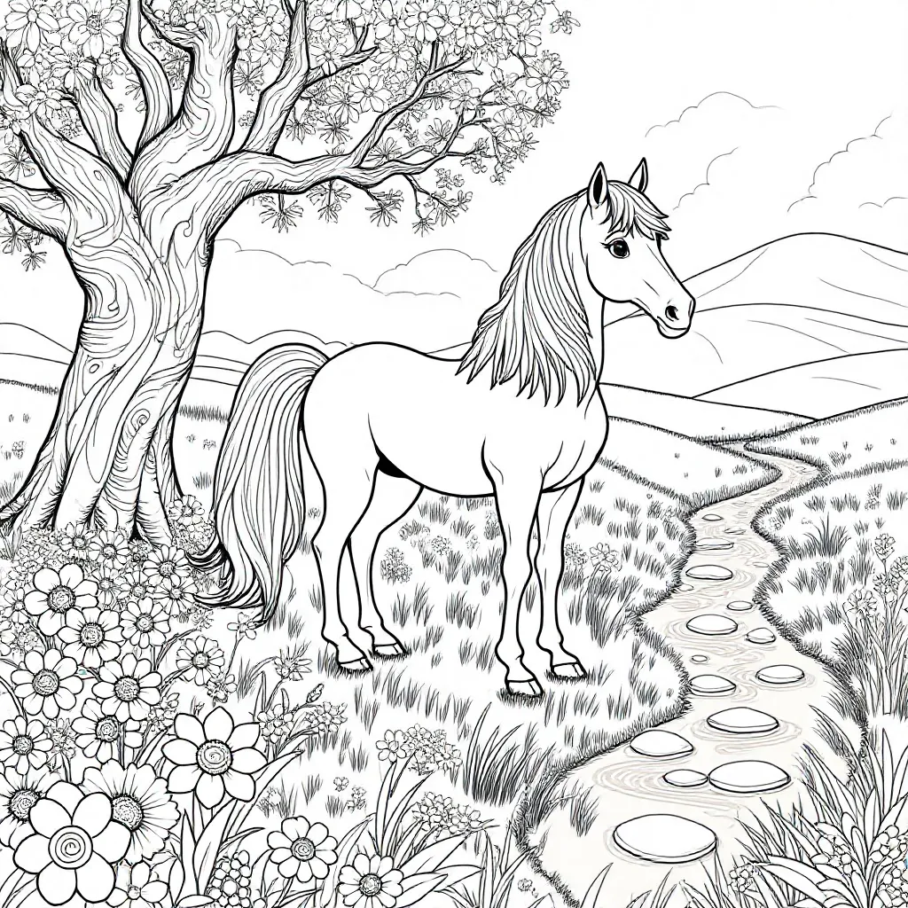 paard kleurplaat voor kinderen