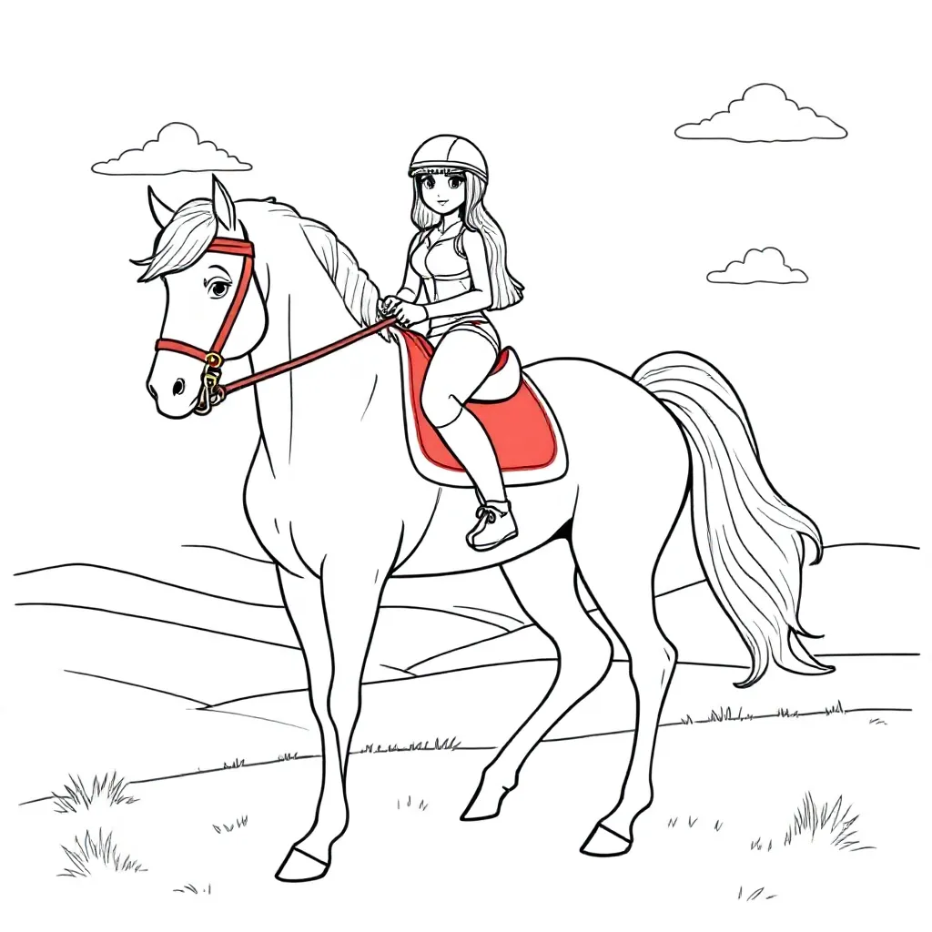 Paard Met Amazone coloring page for children