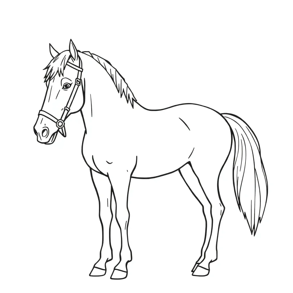 Paard Realistisch Gedetailleerd Statig Educatief coloring page for children