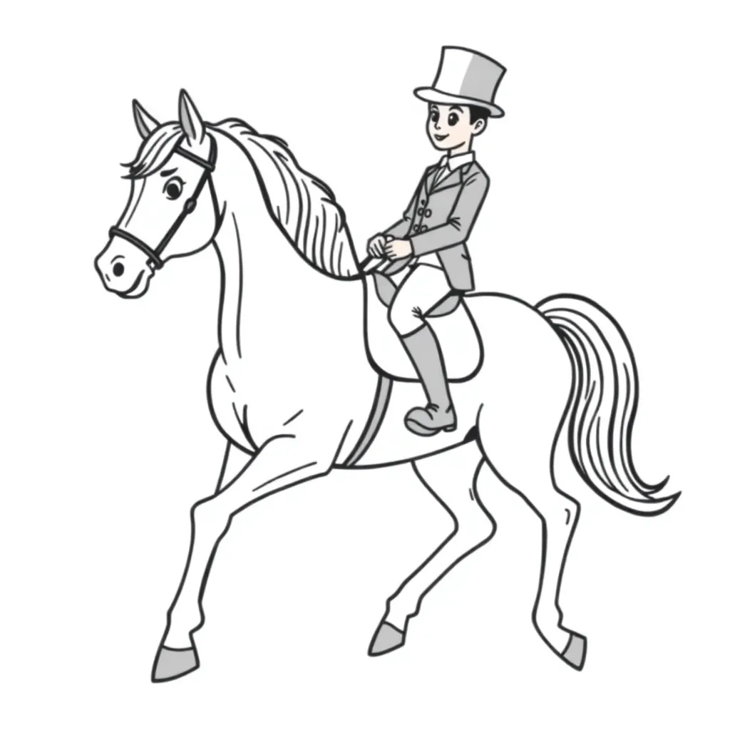 Paard Ruiter Equestrian Elegant Avontuurlijk coloring page for children