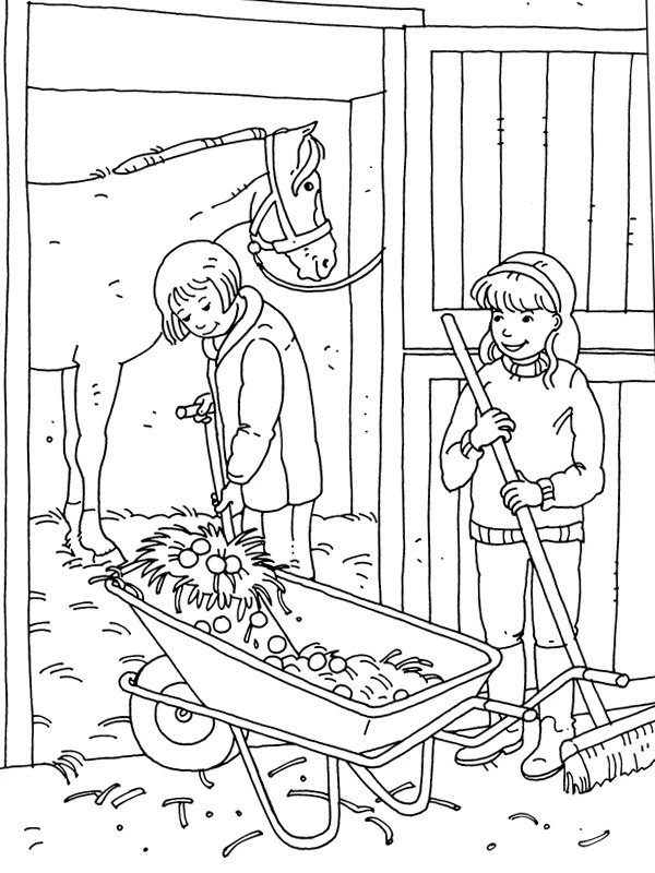 Paard Stal coloring page for children