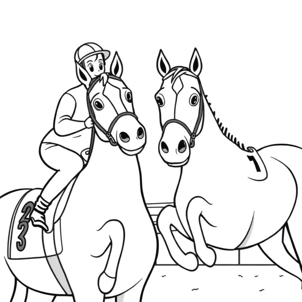 Paardenrace Jockey Galop Sport Wedstrijd coloring page for children