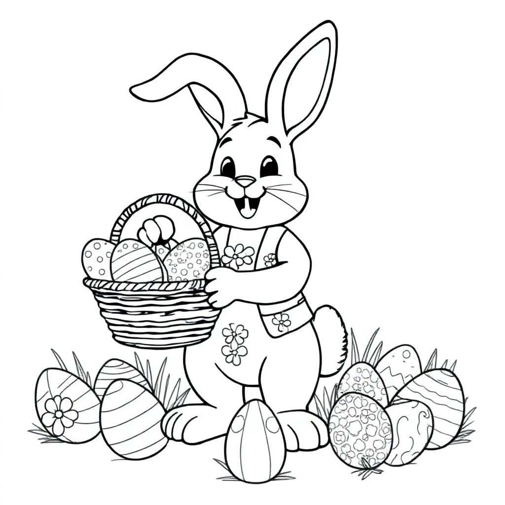 Paaseieren Met Paashaas coloring page for children