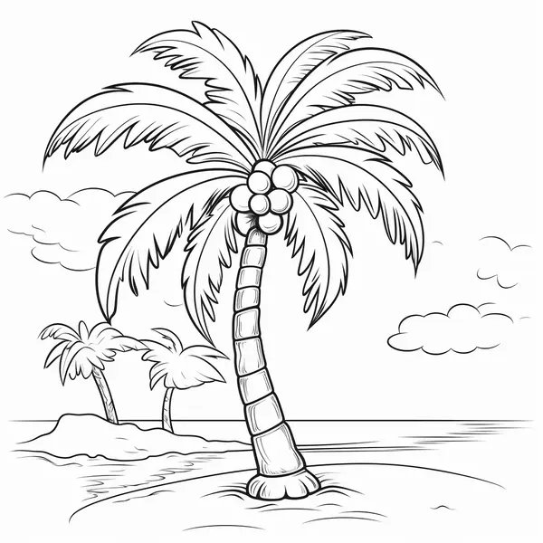 Palm Tree coloring page for children