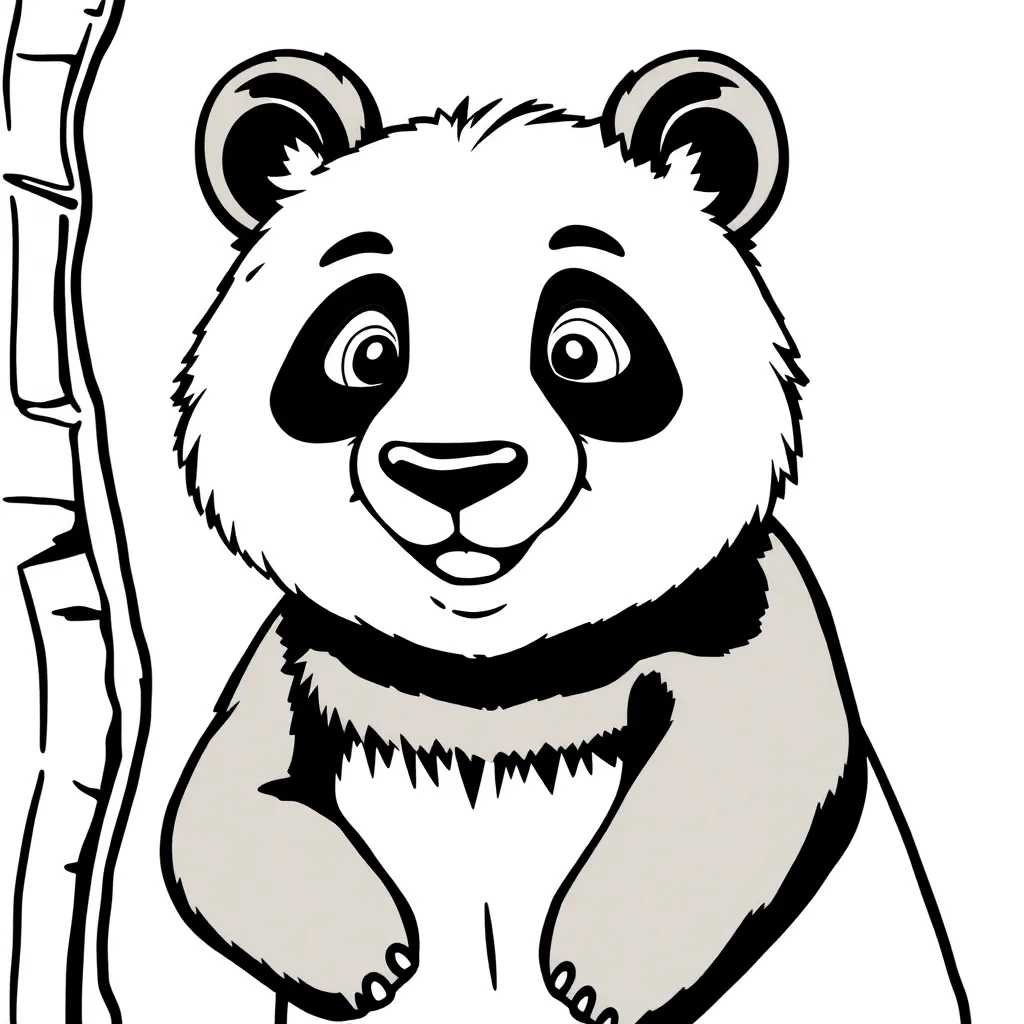 Feuille de coloriage Panda gratuit Adorable Nature Noir et blanc Feuille de coloriage pour