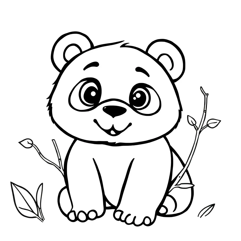 Kostenlose Panda-Malvorlage - Süße Schwarz-Weiß-Malvorlage für Kinder