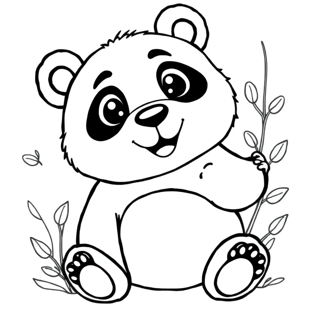 Panda Schattig Zwart Wit Natuur coloring page for children