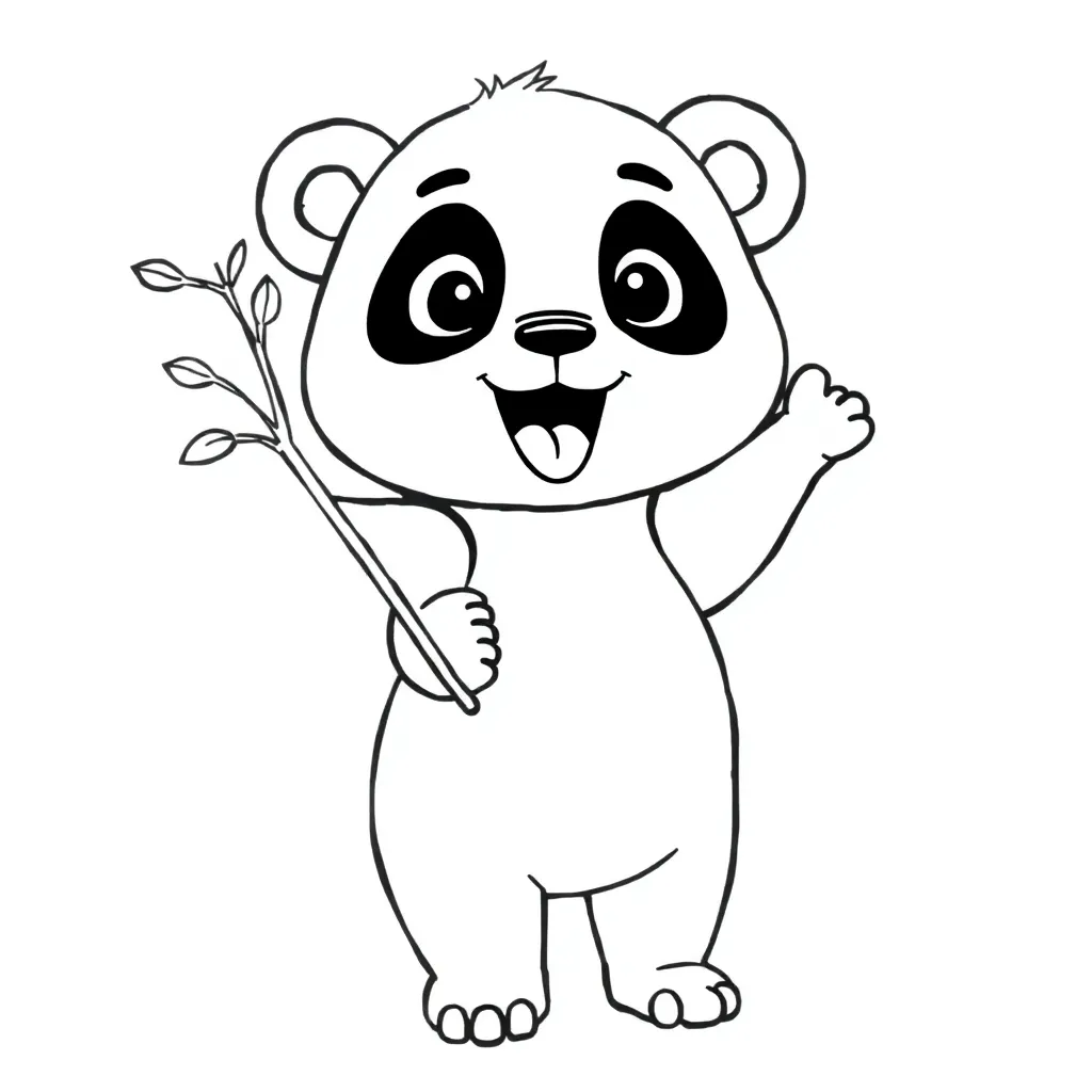 Panda Schattig Zwart Wit Natuur coloring page for children