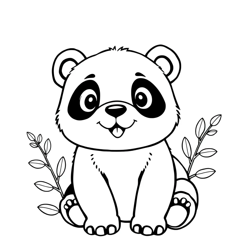 Panda Schattig Zwart Wit Natuur coloring page for children