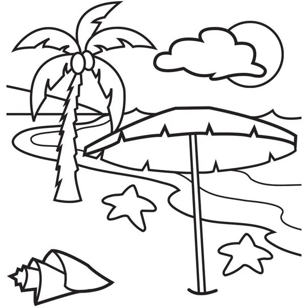 Parasol et palmier coloring page for children