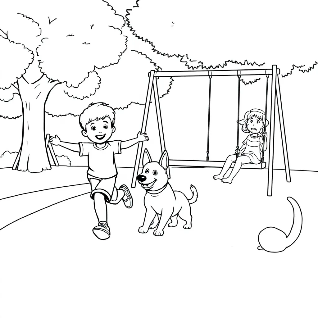 Park coloring page for children