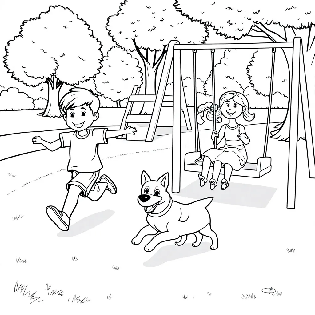 Park coloring page for children