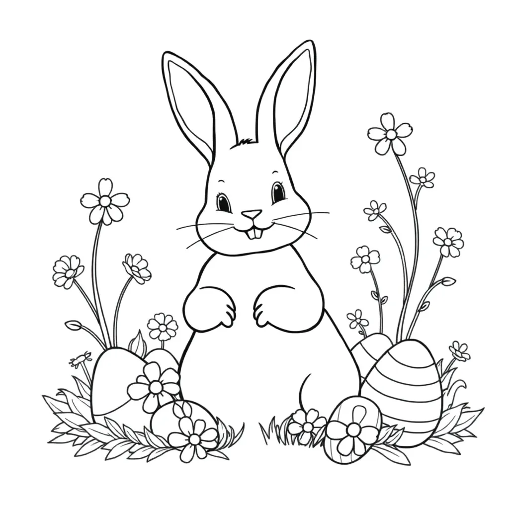 Pasen Eieren Lente Konijn Voorjaar coloring page for children