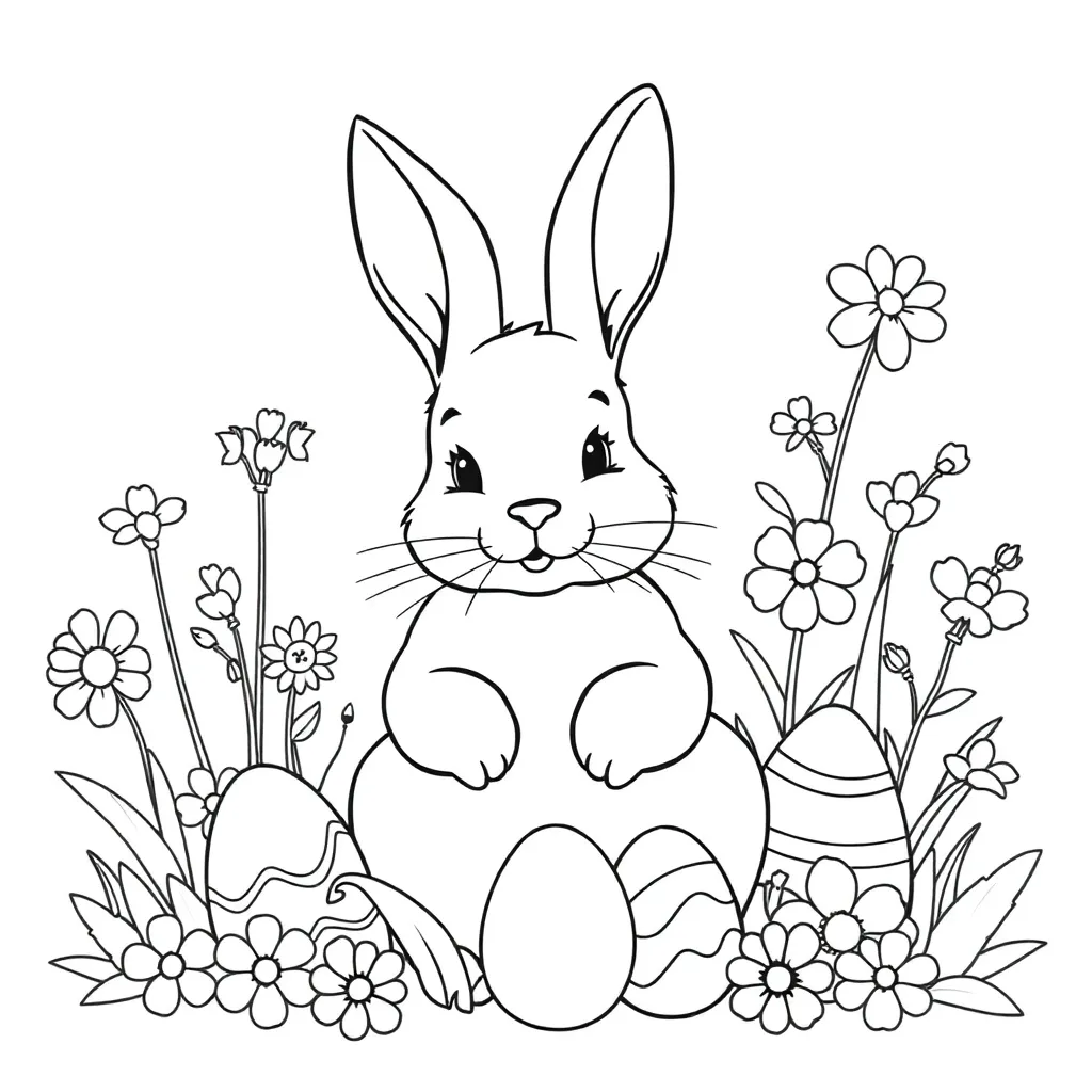 Pasen Eieren Lente Konijn Voorjaar coloring page for children